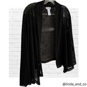 Catherines Black Mesh Cropped Cardigan Plus Size Top 3X Wedding Cocktail Womens